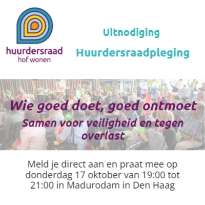 Uitnodiging: Huurdersraadpleging donderdag 17 oktober 19:00 – 21:00